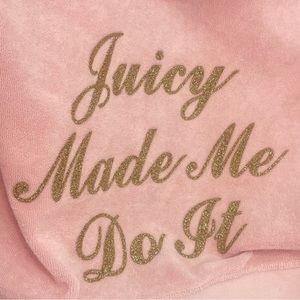 Juicy Made Me Do It Tracksuit Jacket Pink Gold Glitter Terrycloth Hoodie Top